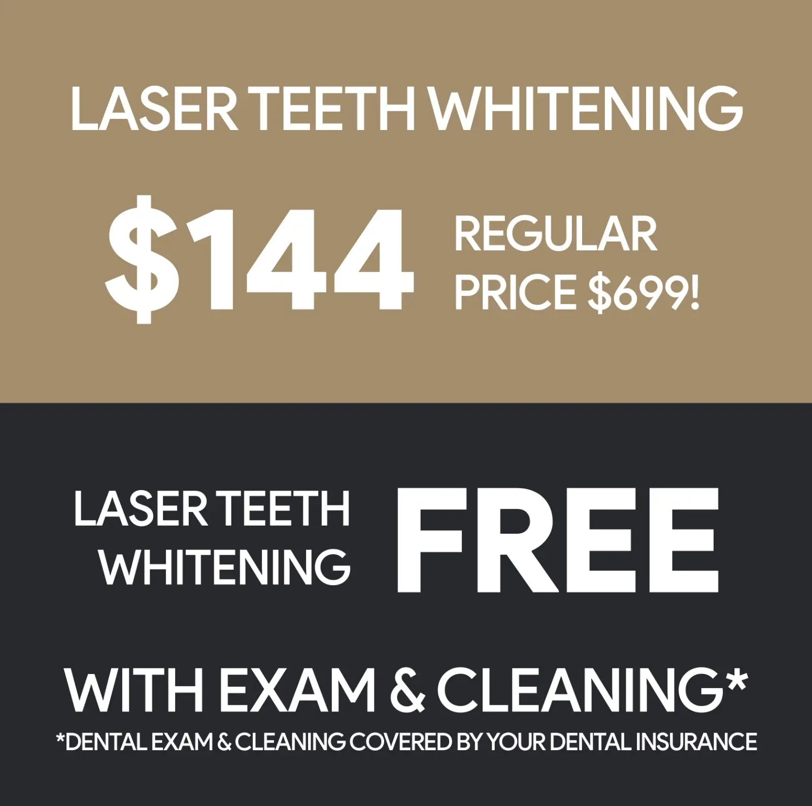 $144 Laser Teeth Whitening